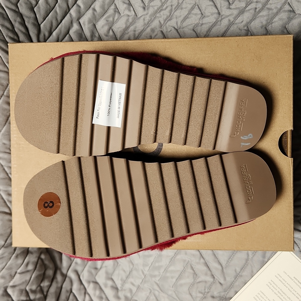 Koolaburra by UGG Burgundy Faux Fur Slippers Slides Women's 8 NWT and Box - Picture 6 of 9